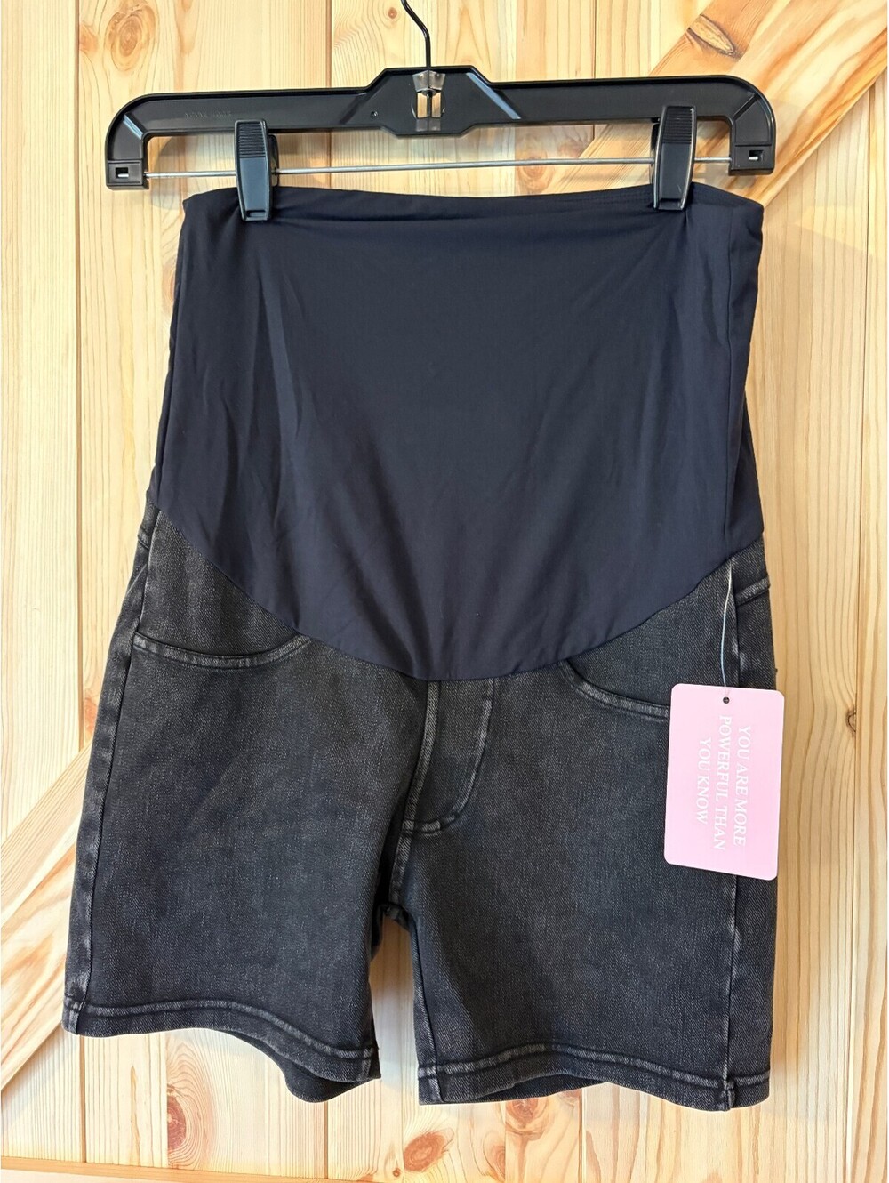 Poshdivah Maternity Denim Shorts with Stretch Waistband, Size M
